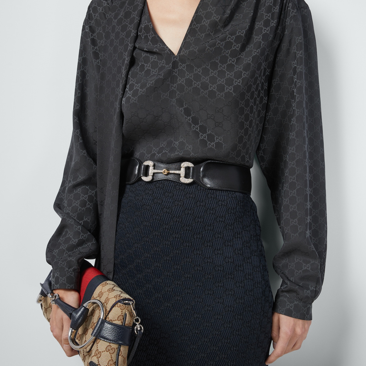 Ceinture large en cuir Mors 1955 en cuir noir GUCCI FR