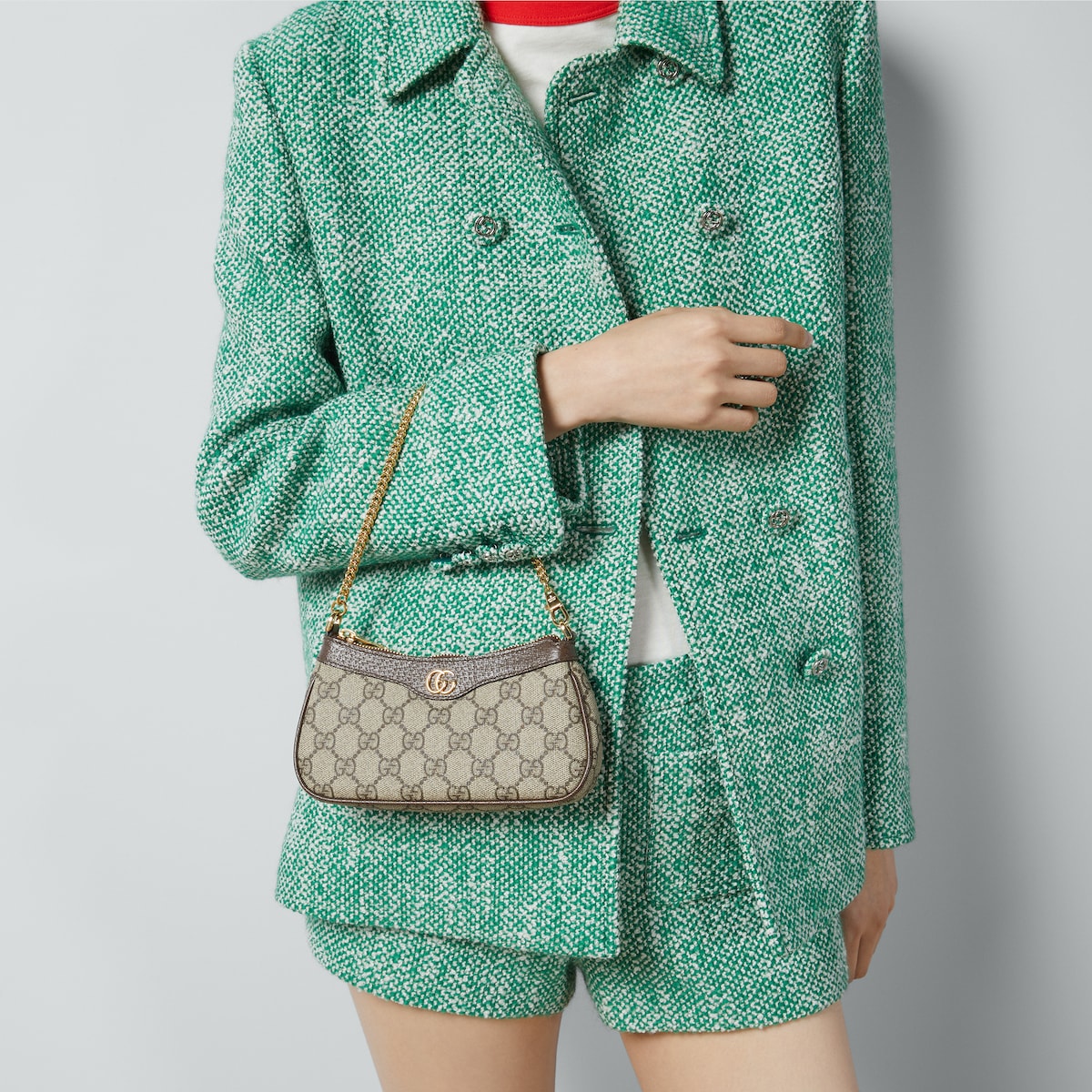 Mini borsa Ophidia in tessuto Supreme beige ed ebano GUCCI Italia