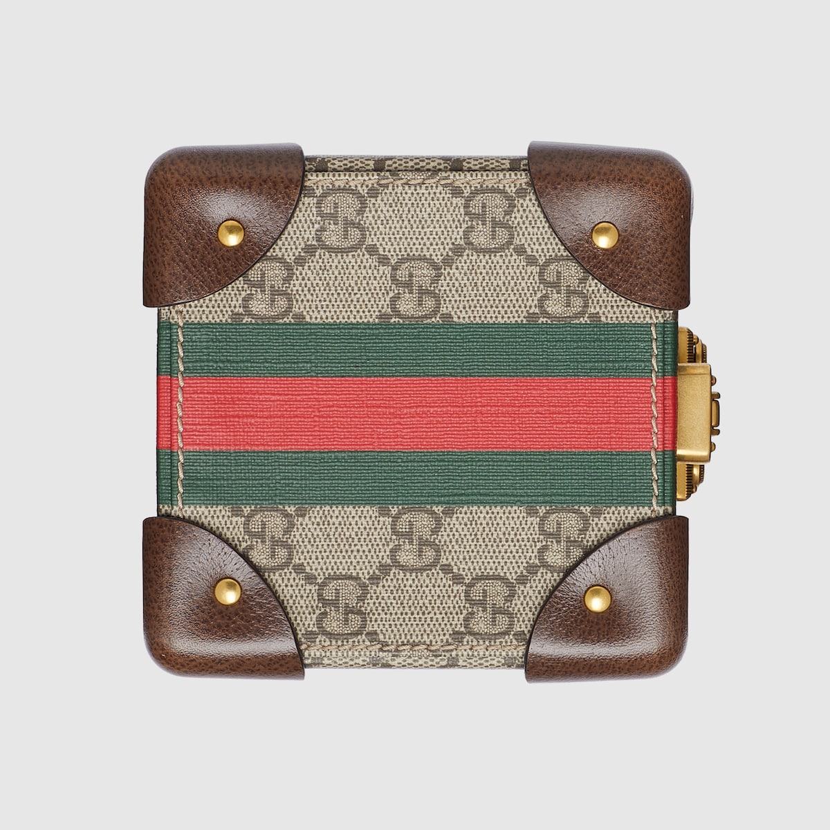 Gucci Savoy mini rigid watch case in beige and ebony Supreme - thumbnail 3