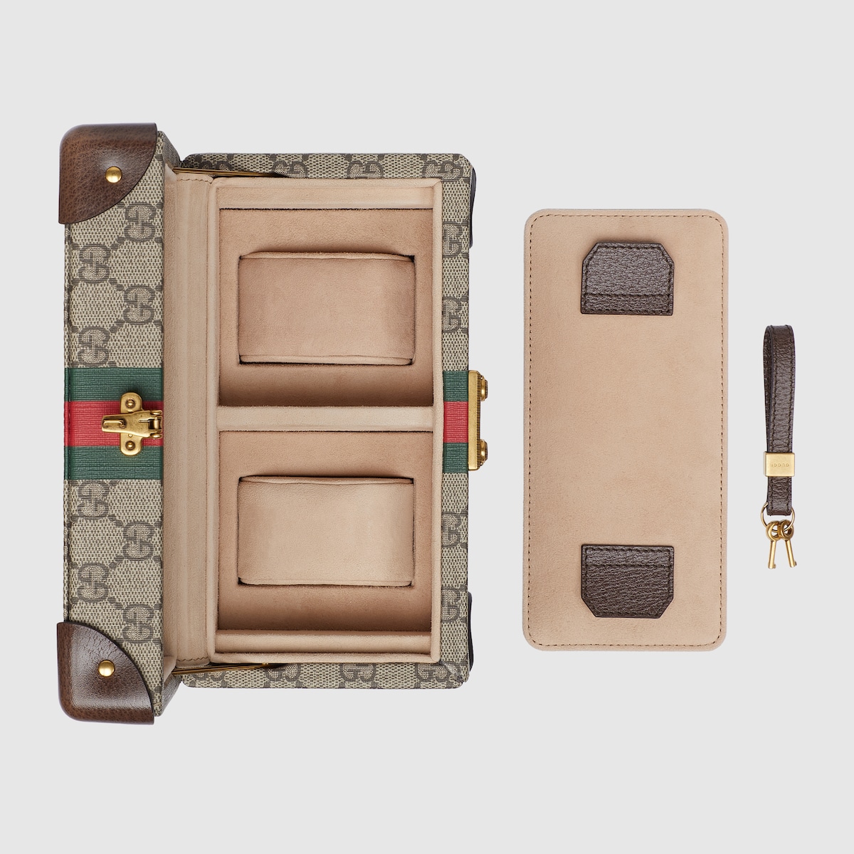 Gucci Savoy small rigid watch case in beige and ebony Supreme - thumbnail 2
