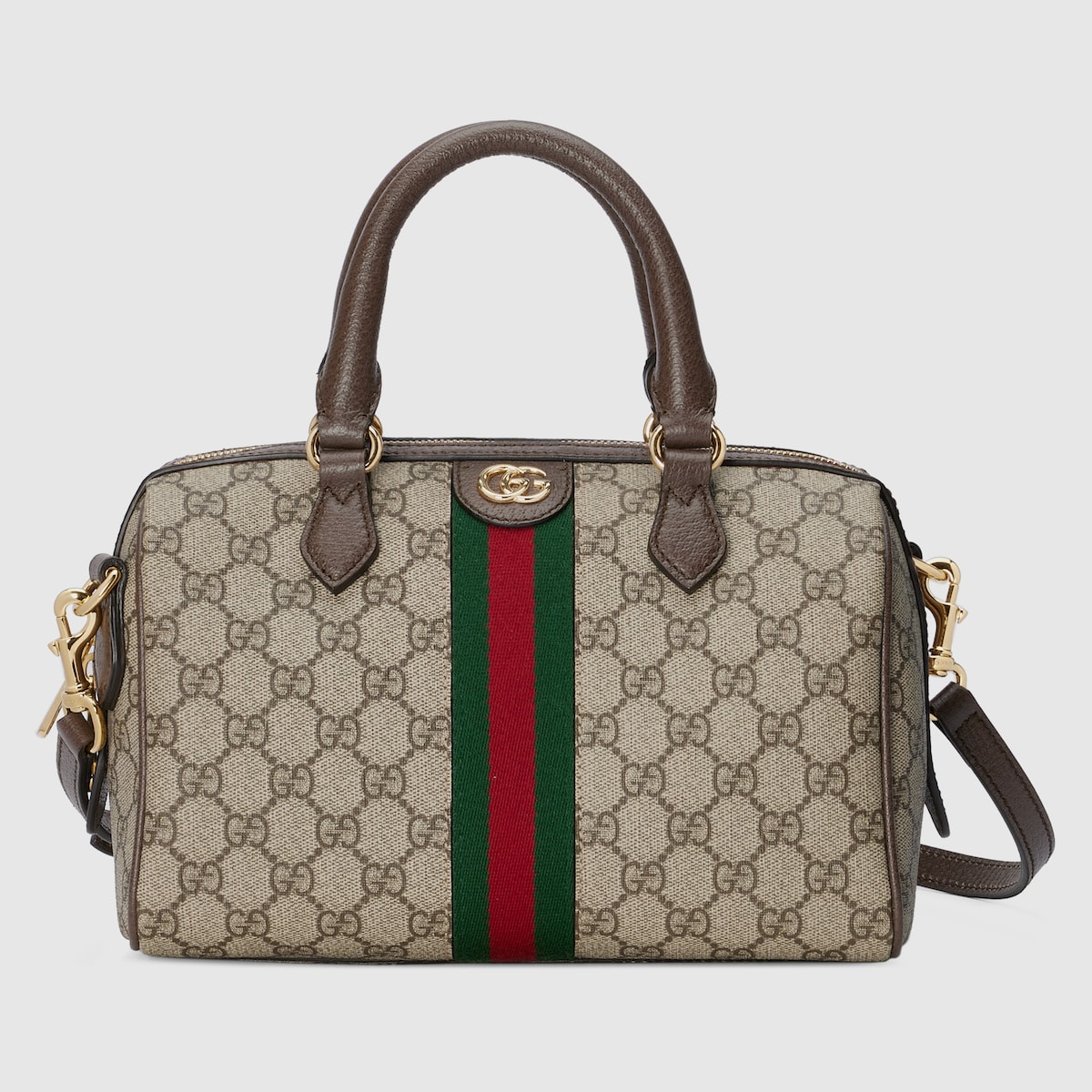 OPHIDIA GG SMALL 25 HANDBAG BEIGE AND EBONY SUPREME CANVAS