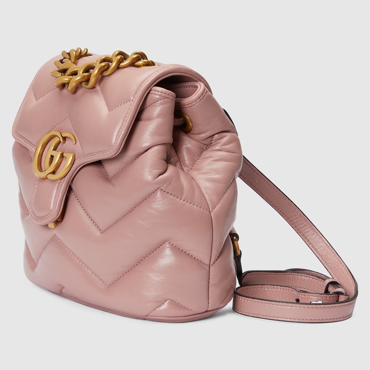 GG Marmont matelassé backpack in rose beige leather | GUCCI® TH