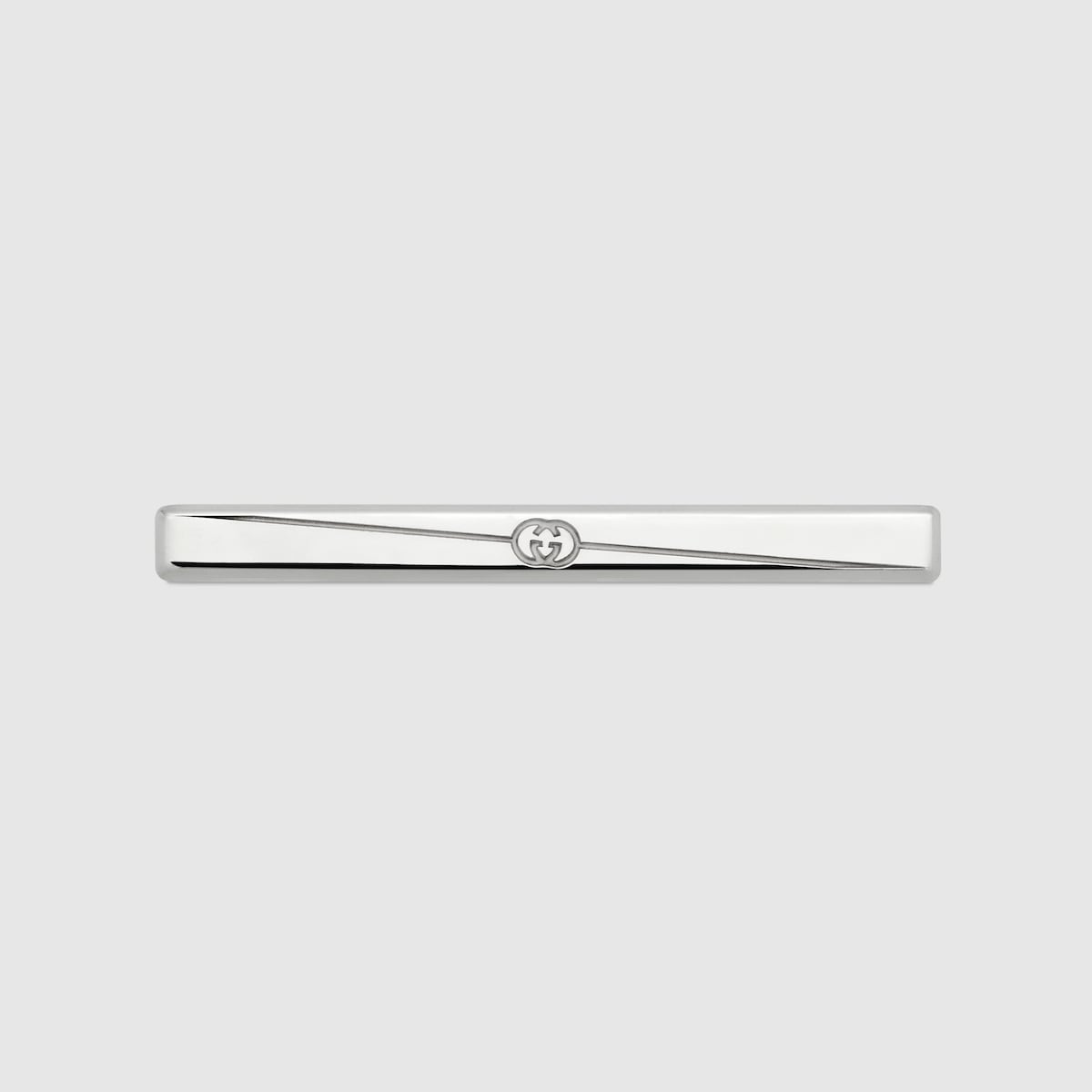 Diagonal Interlocking G tie bar in 925 sterling silver