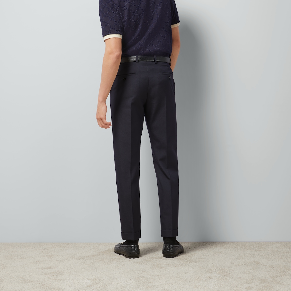 Wool twill pant in dark blue | GUCCI® US
