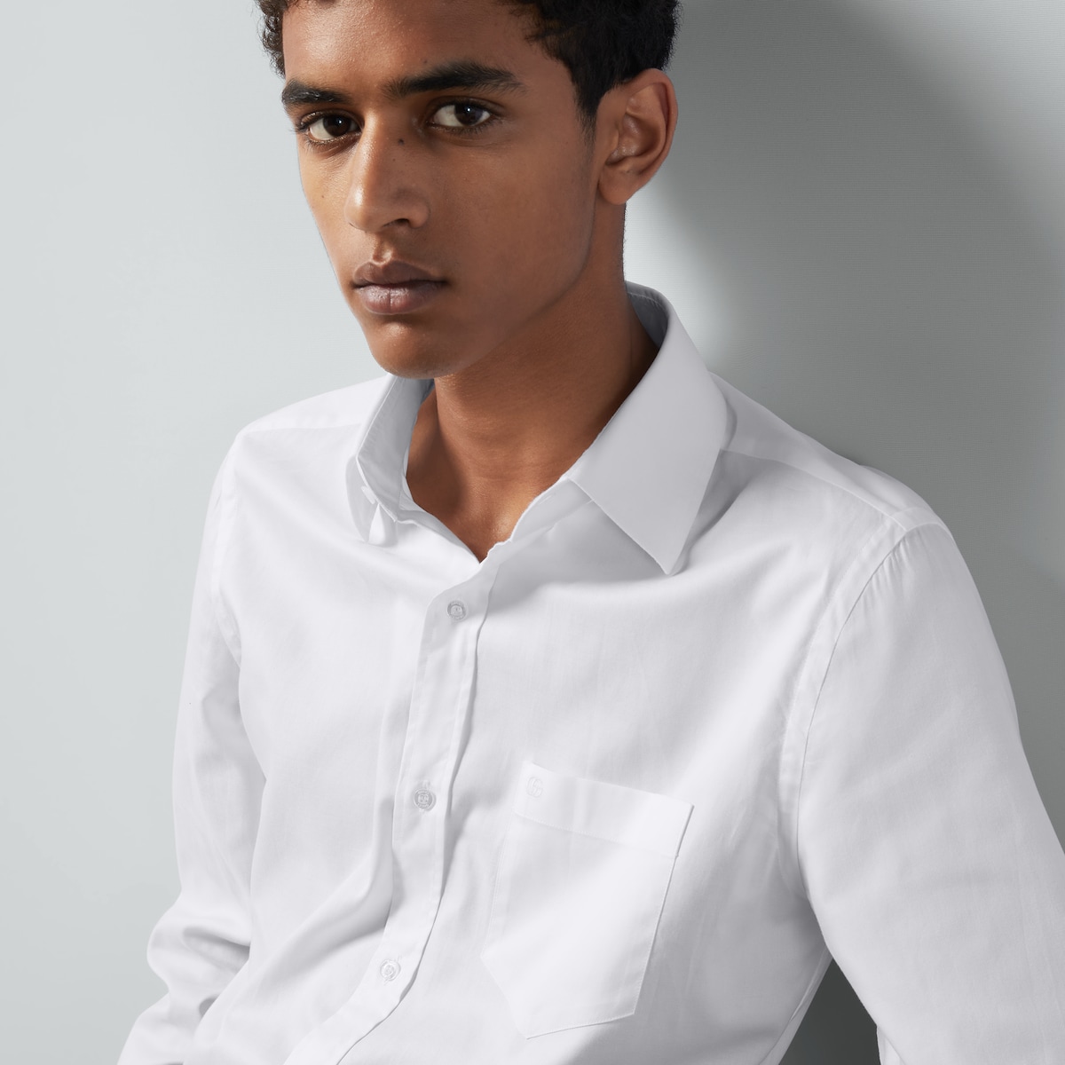 Cotton shirt with Double G embroidery in white | GUCCI® US