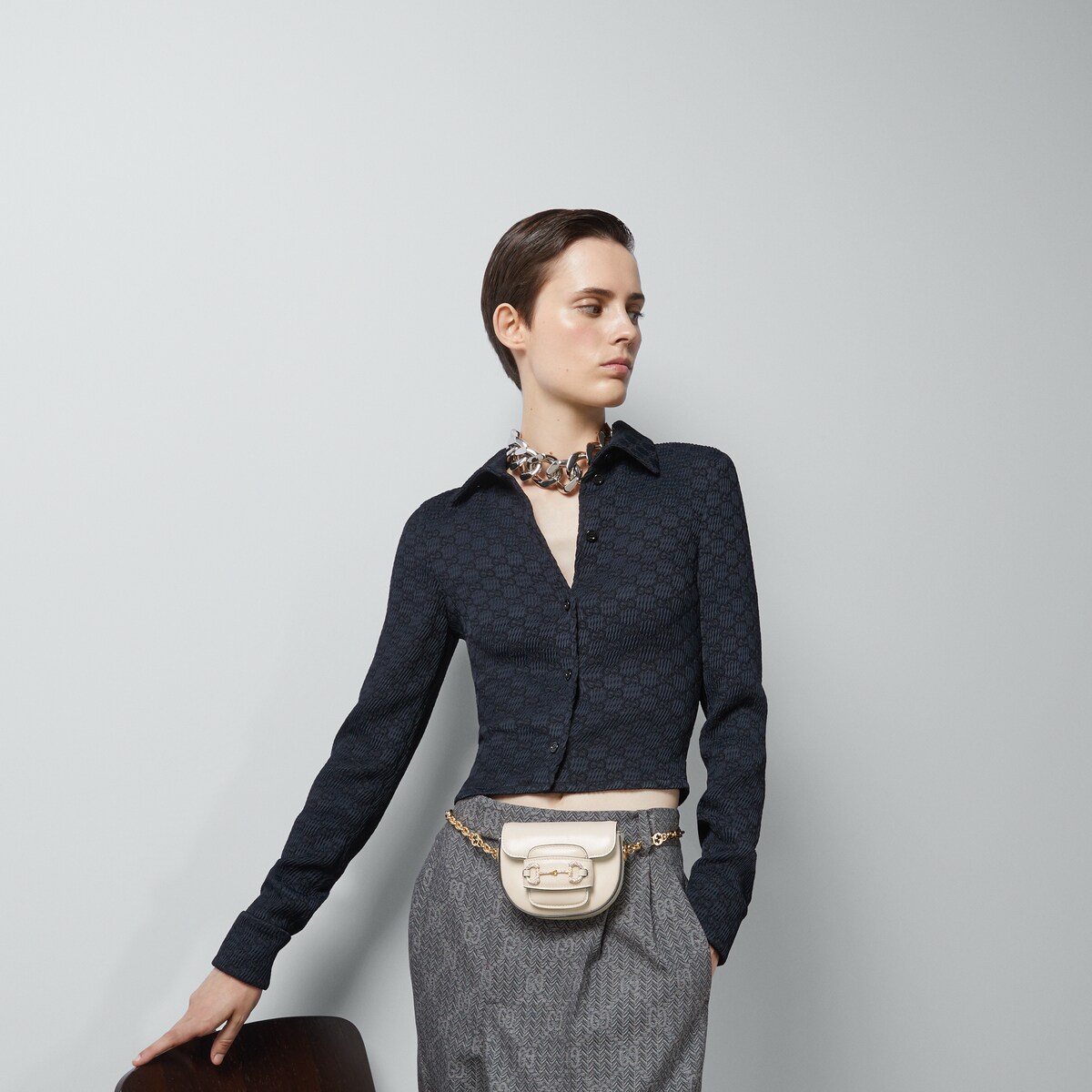 Mini sac ceinture Gucci Horsebit 1955 en cuir blanc GUCCI FR