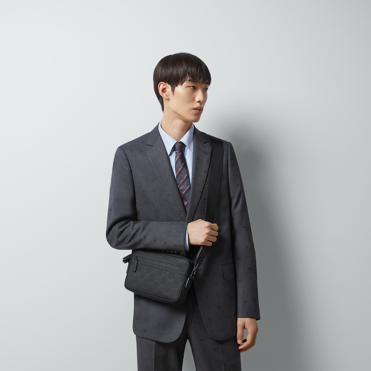 Rubber-effect small crossbody bag
