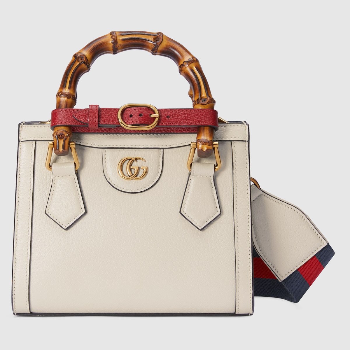 GUCCI Diana Mini Tote Bag White Leather