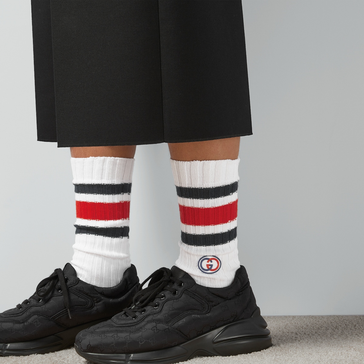 GUCCI ソックス Cotton blend socks with Web in white | GUCCI® MX