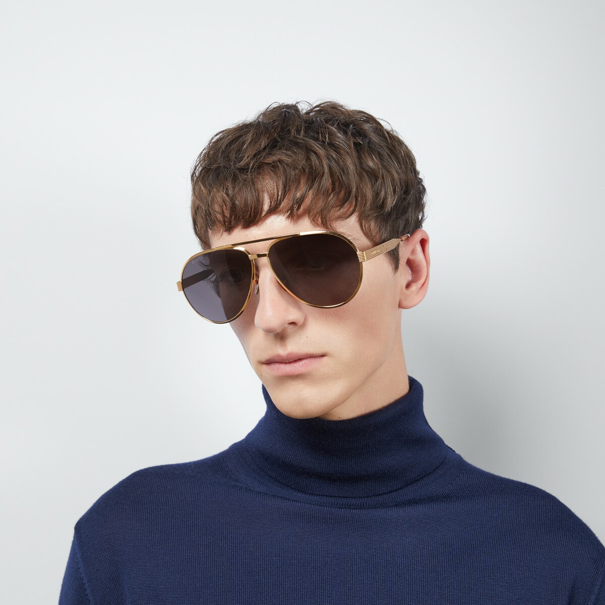 Gucci aviator gold tone sunglasses discount