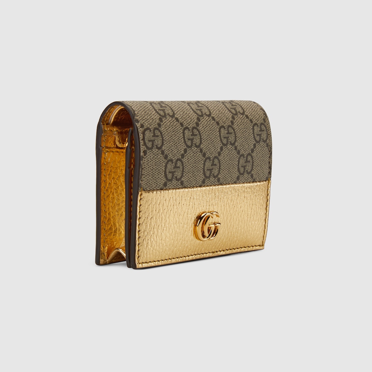 GG Marmont bi color card case wallet in GG Supreme gold leather GUCCI Canada