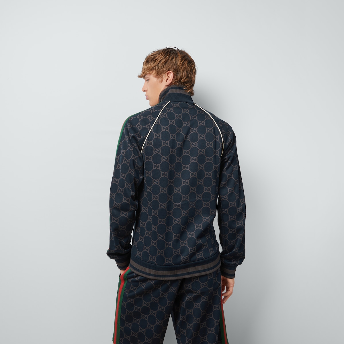 GUCCI テクスタード GGジャージージャケット ネイビー