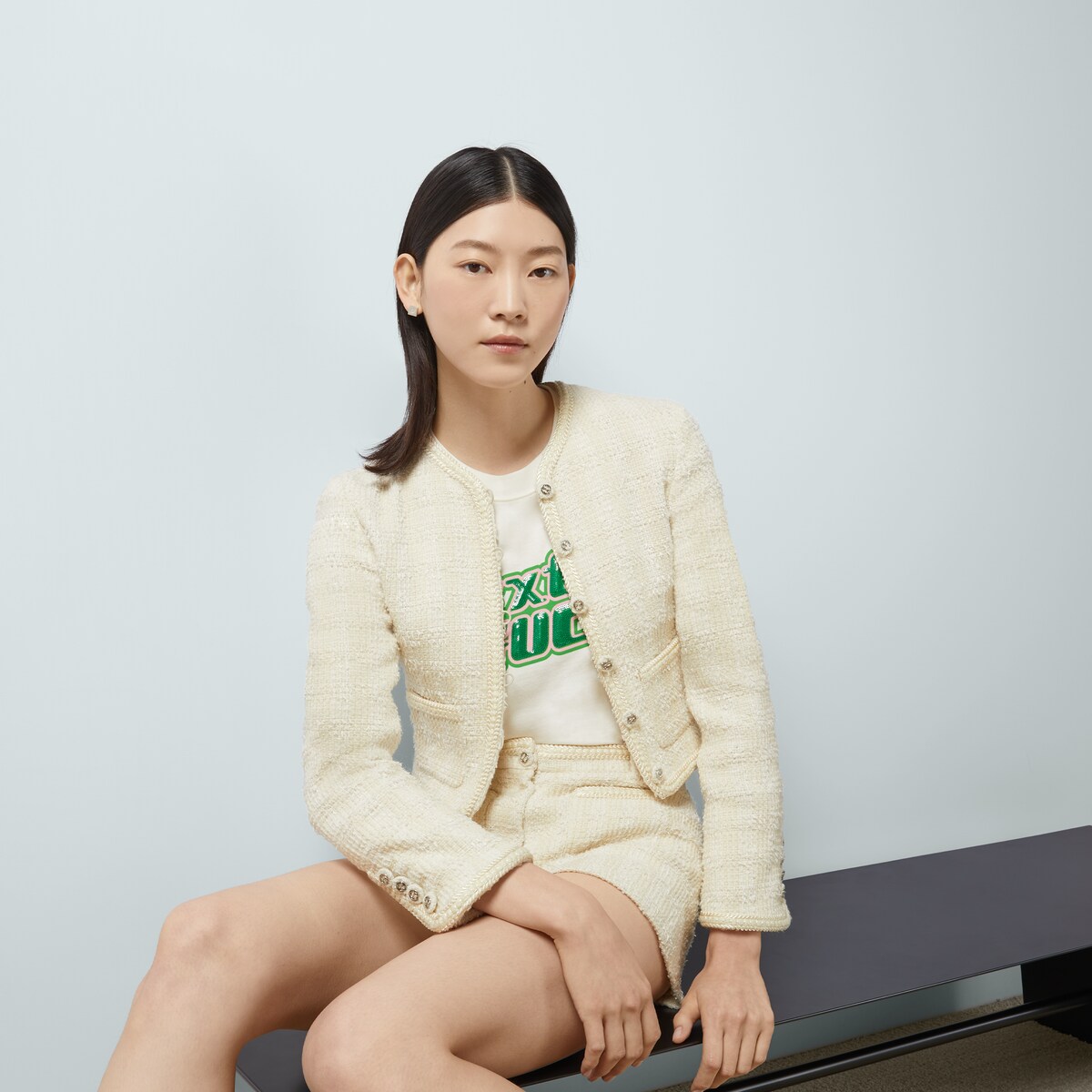 Tweed jacket in ivory | GUCCI® US
