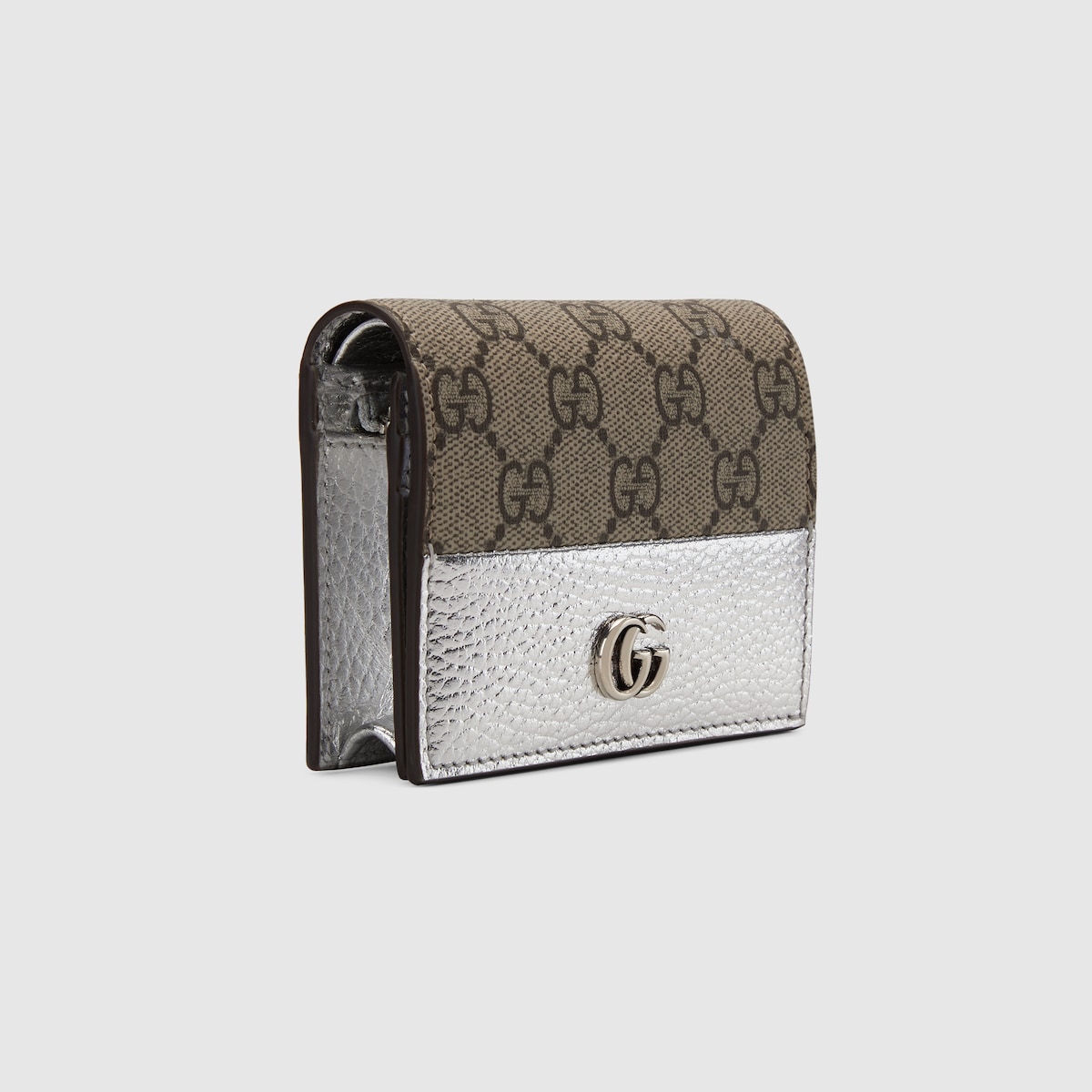 GG Marmont bi color card case wallet in GG Supreme silver leather GUCCI Canada