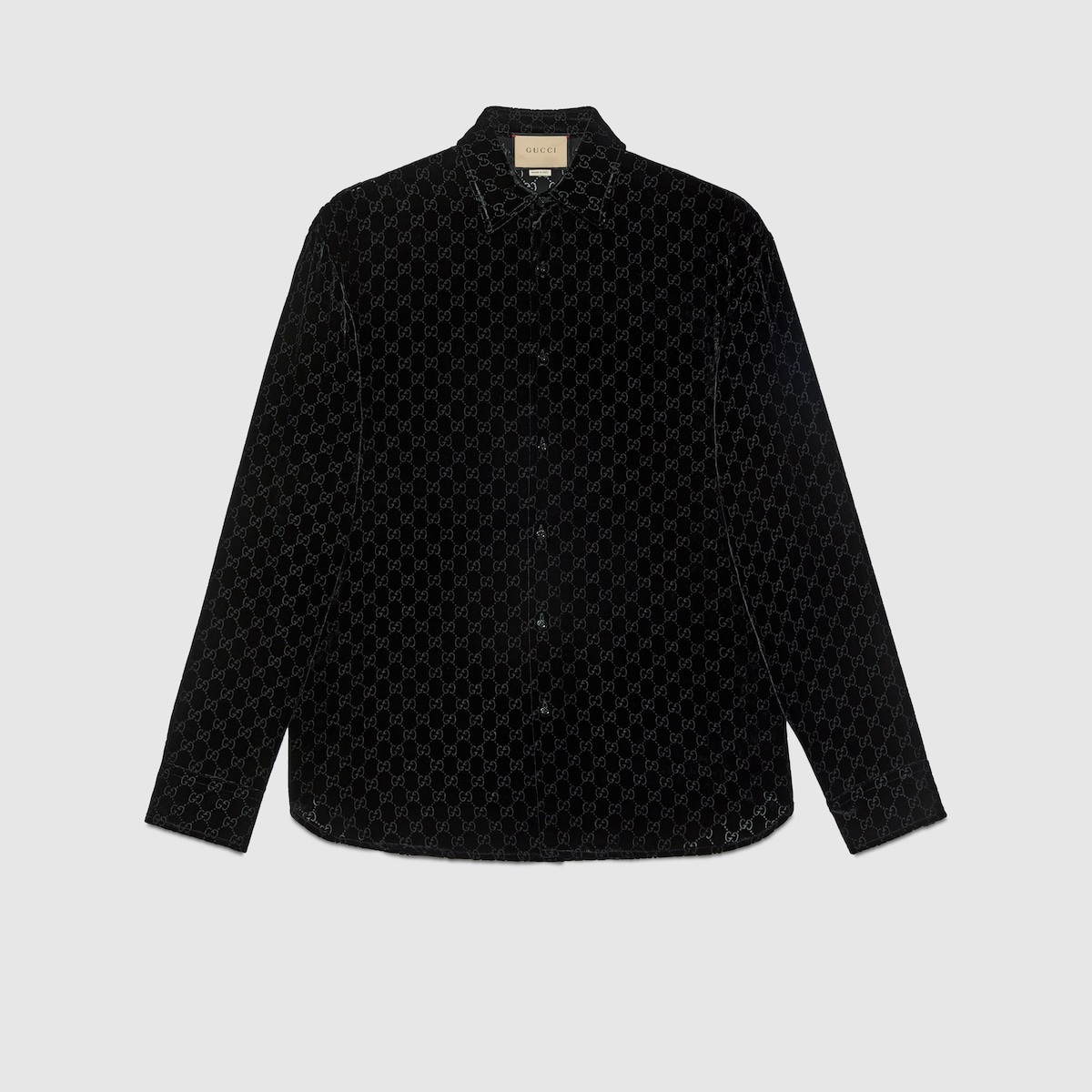 Camisa extragrande de terciopelo con GG en negro GUCCI ES