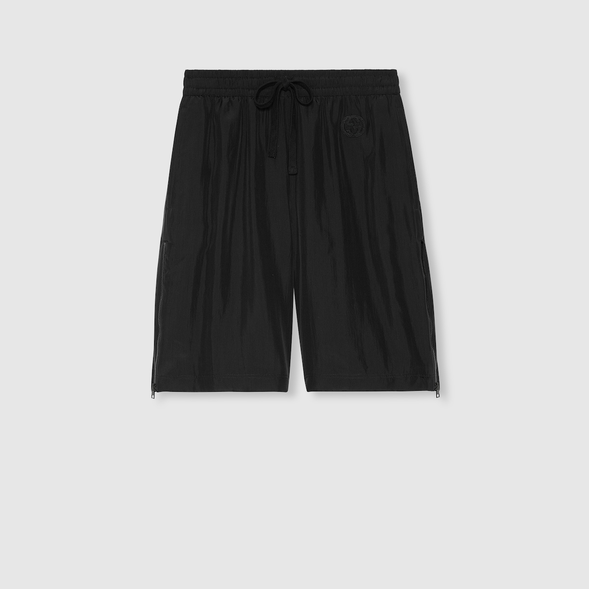 Black silk pongé shorts in black | GUCCI® US