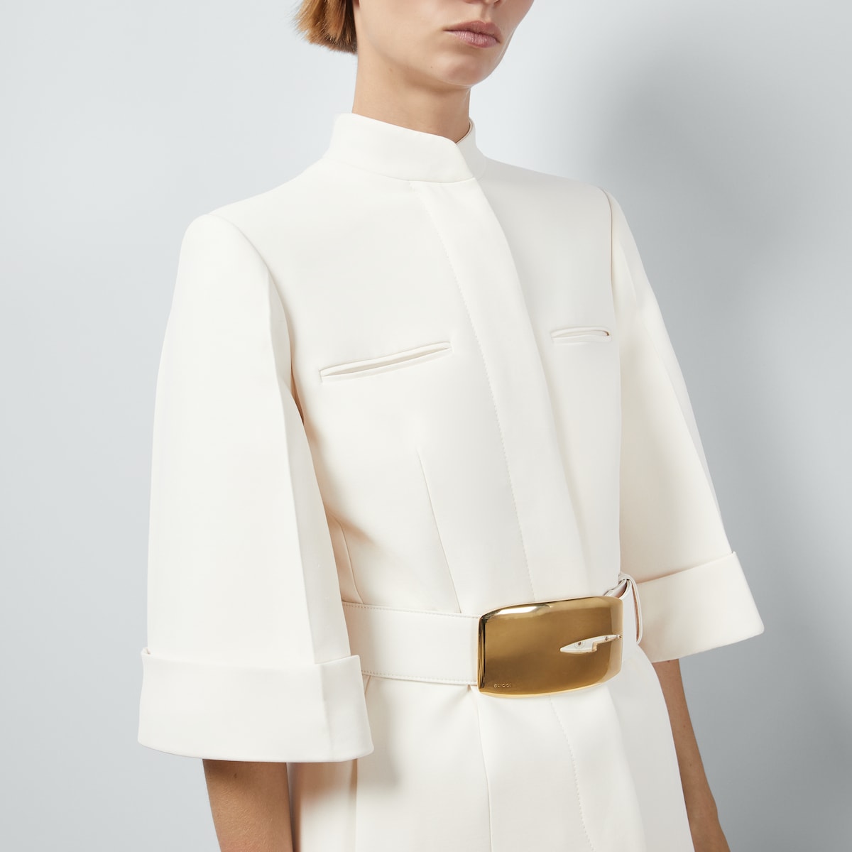 Wool silk jacket with retro G in off white | GUCCI® US