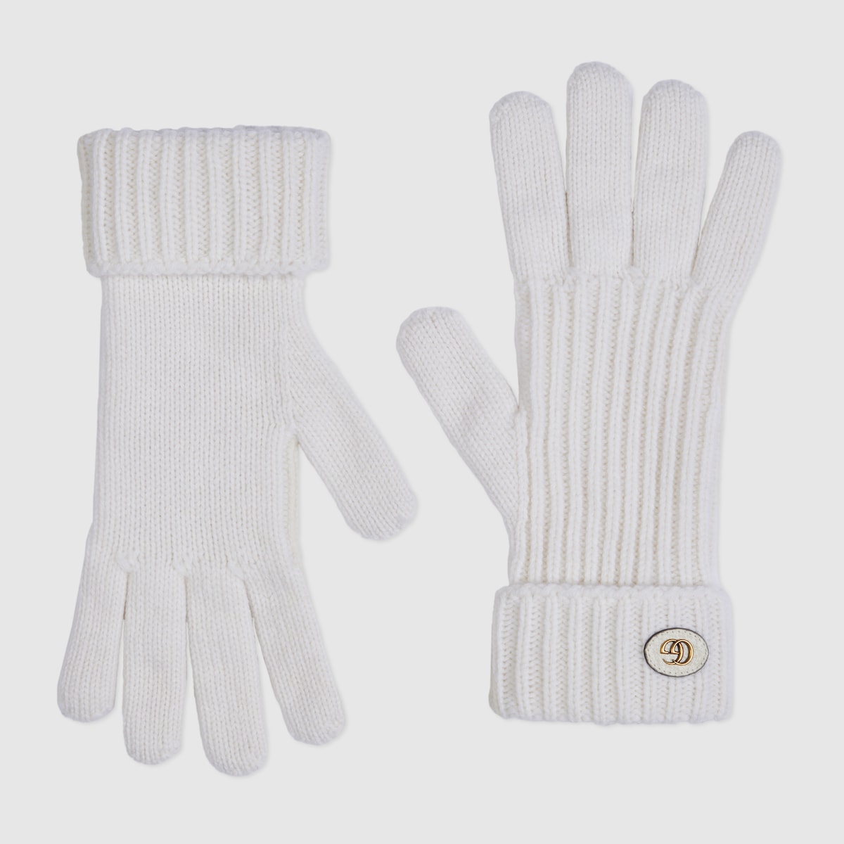 Wool cashmere gloves with Double G in ivory | GUCCI® US