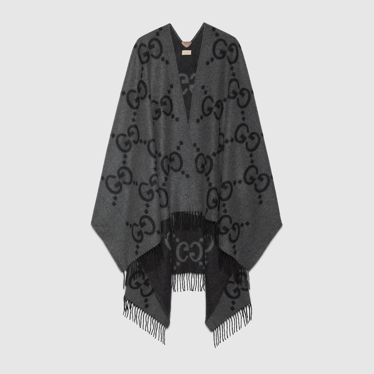 ポンチョ・ケープ GUCCI REVERSIBLE JUMBO GG CASHMERE CAPE Reversible jumbo GG cashmere cape in beige and dark brown