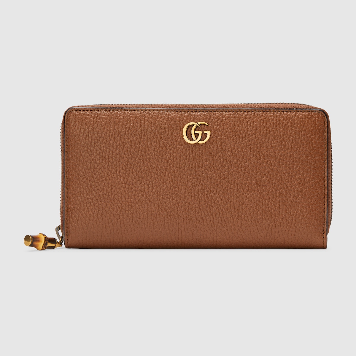 小物 GUCCI Bamboo Leather Long Wallet brown GUCCI Jumbo GG Bamboo Canvas x Leather Round Zip Brown