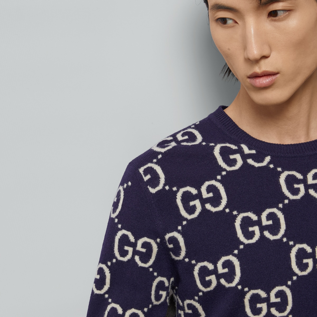 【送料&関税込】Gucci Wool Knitwear Wool cardigan with GG intarsia in grey | GUCCI® US
