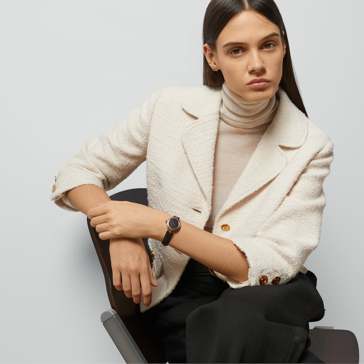 Diamantissima watch, 27mm in black leather | GUCCI® US