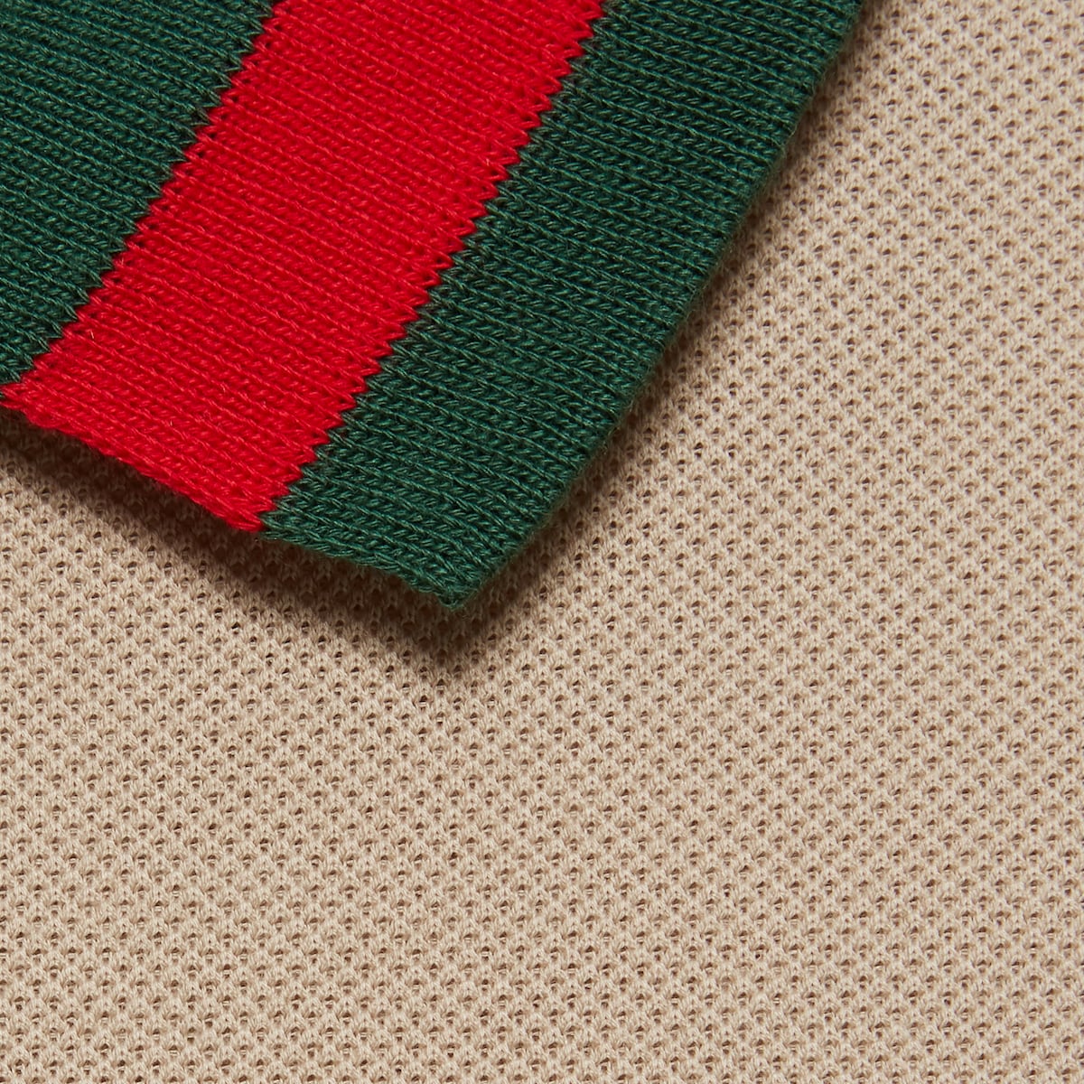 Cotton piquet polo with Web collar in beige | GUCCI® US Cotton piquet polo with Web collar in beige | GUCCI® US