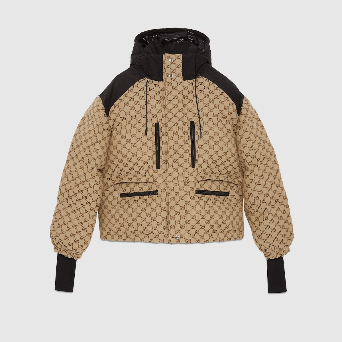 SA ®غوتشي |‎GG canvas bomber jacket in camel and ebony