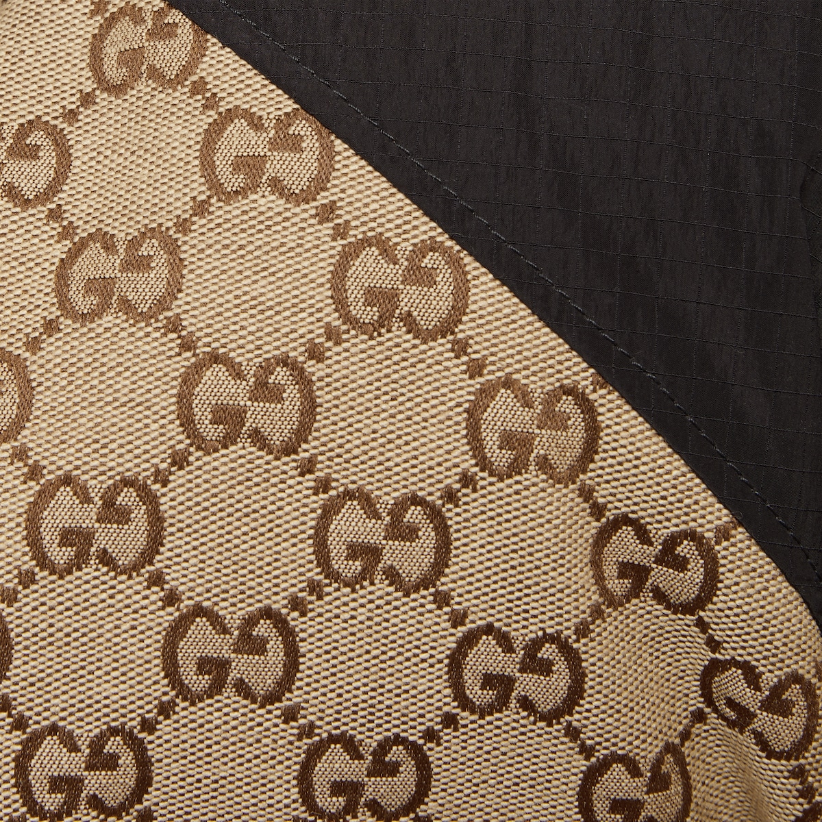 GG canvas bomber jacket in camel and ebony | GUCCI® CA