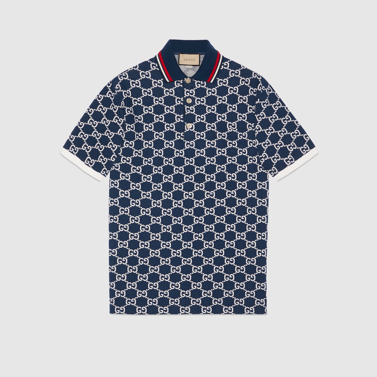 Polo GG en jacquard de jersey et coton en bleu et ivoire GUCCI Canada
