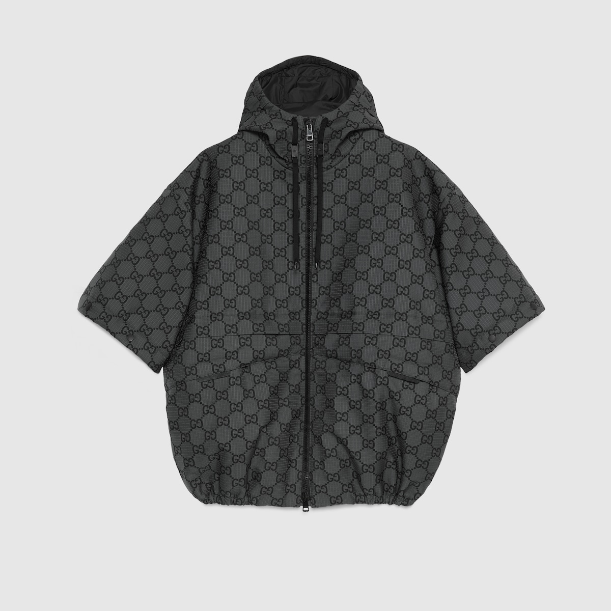 GG ripstop nylon jacket in grey and black | GUCCI® US