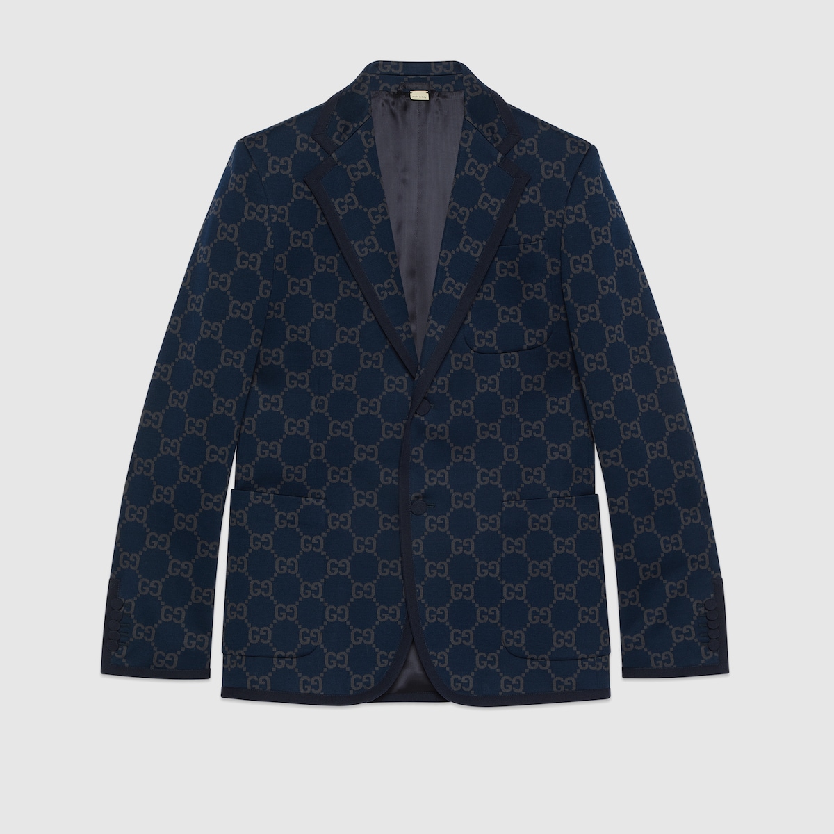 ジャケット GUCCI Black Gabardine Jacket Gabardine jacket with metal logo in blue | GUCCI® US