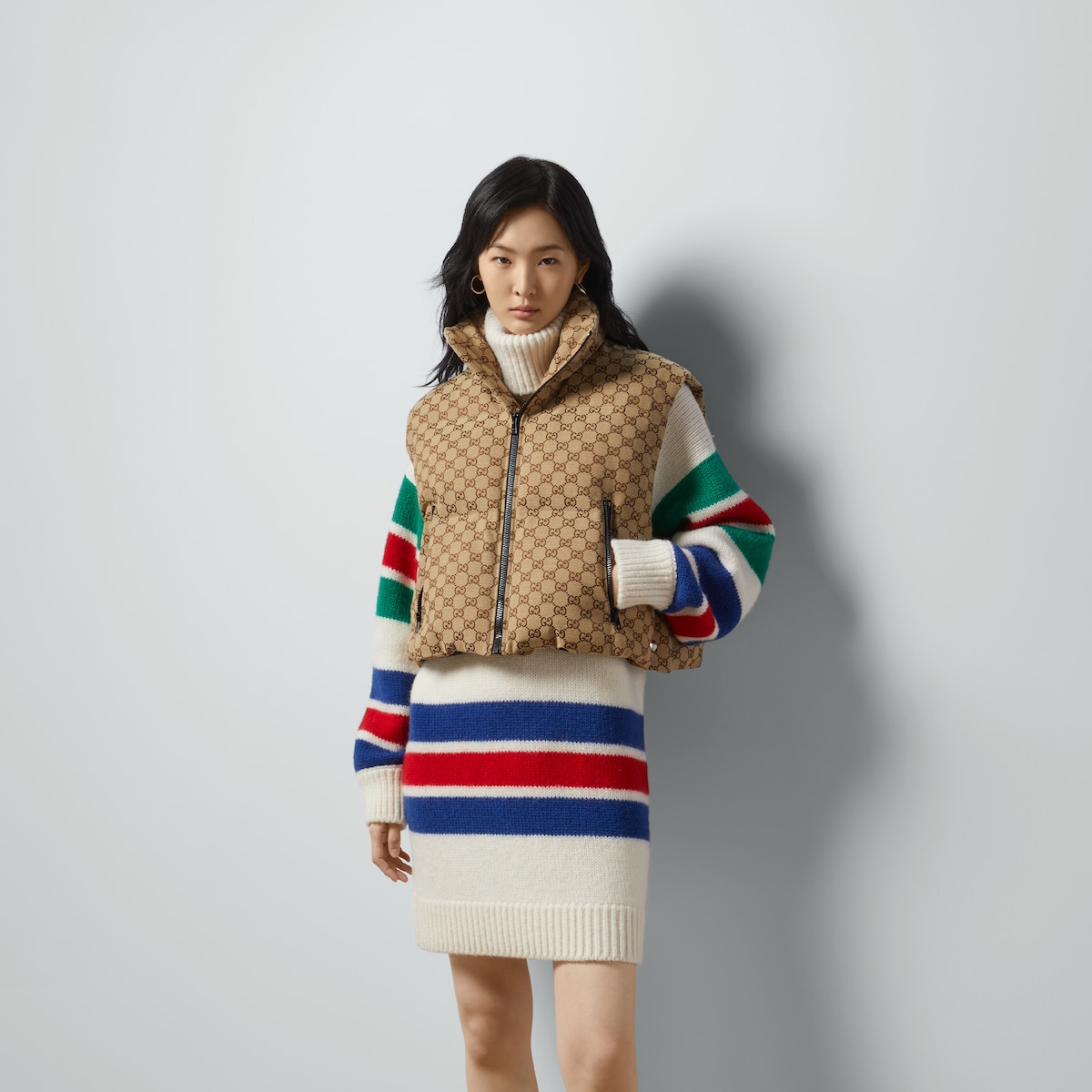 GG canvas padded vest in beige | GUCCI® Canada