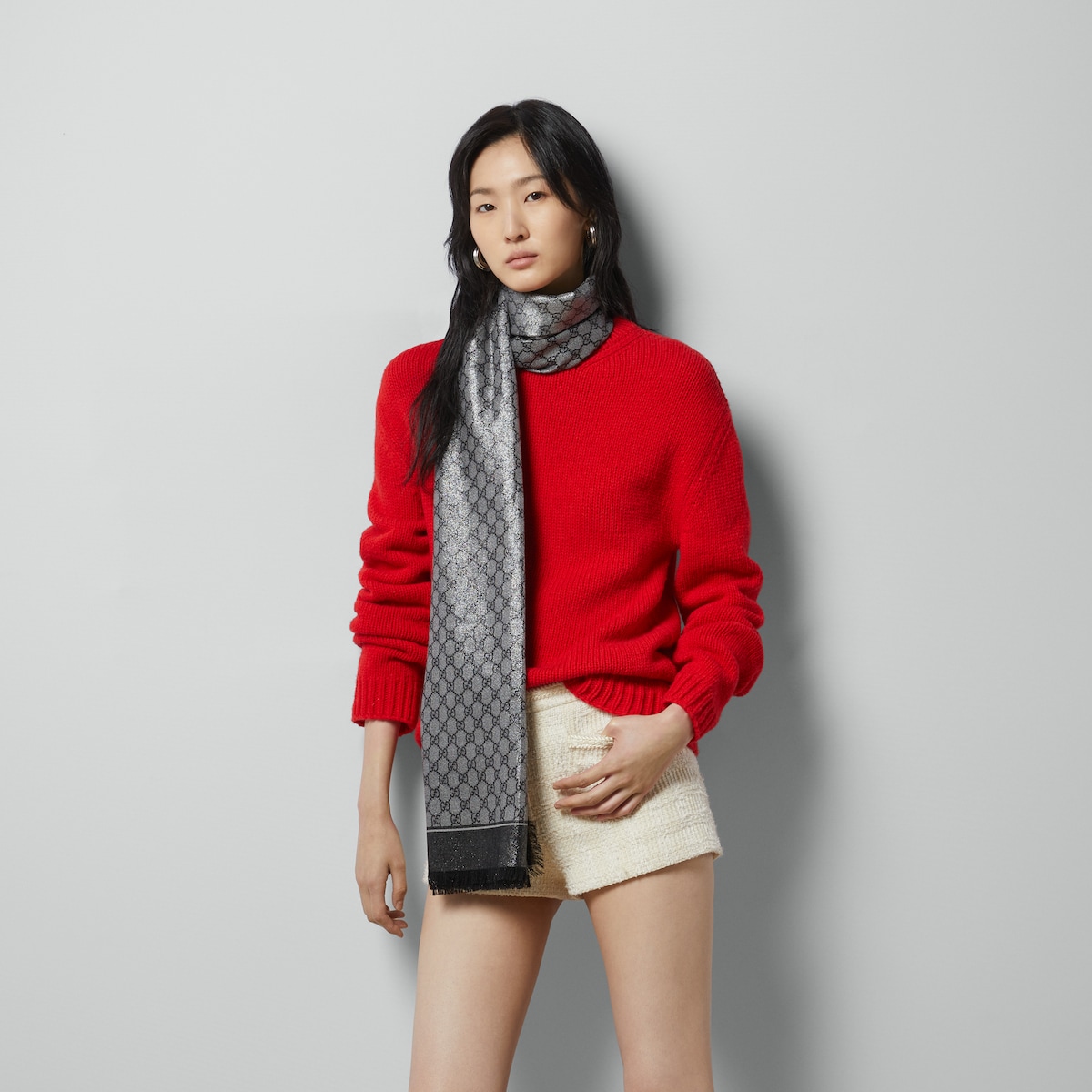 GG wool jacquard shawl