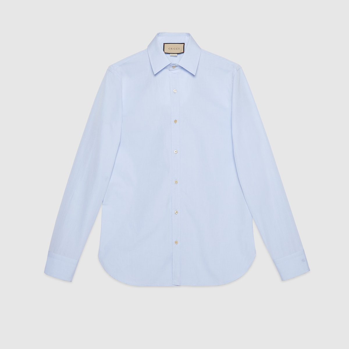 GUCCI 刺繍入り コットン ポプリン シャツ ダブルG付き コットン ポプリン シャツ ・ペールブルー | GUCCI公式