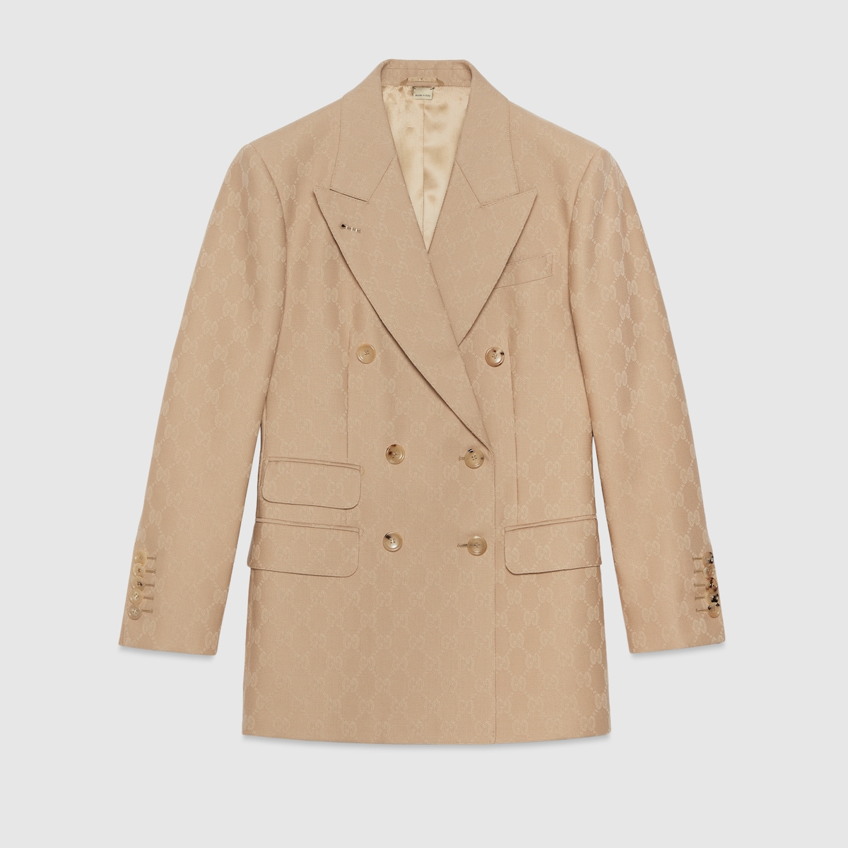 コート GUCCI Women Jackets 820434Z8BZF BEIGE GG canvas bomber jacket in camel and ebony | GUCCI® US