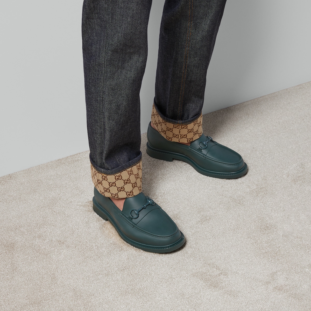 Gucci leather hotsell web horsebit loafer