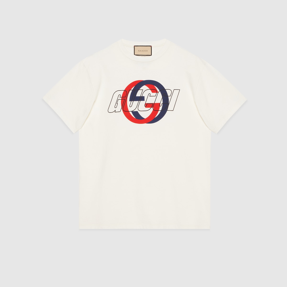 Cotton jersey printed T shirt in off white GUCCI AE