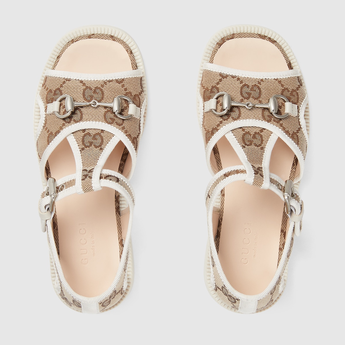 サンダル・ミュール GUCCI Women Sandals 816797 FAD9C 9745 Beige Women's GG platform sandal in beige and dark brown Original