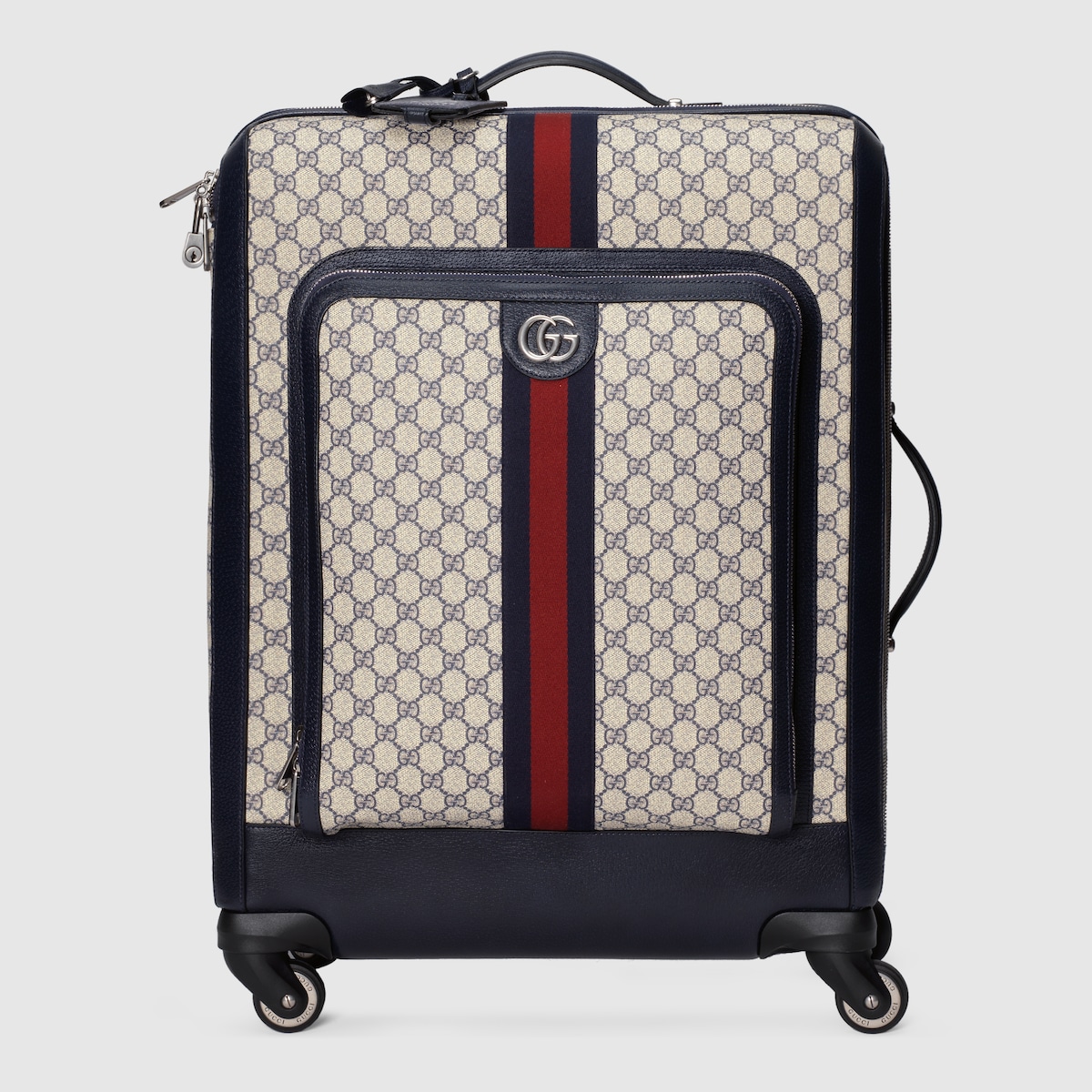 Gucci Savoy medium trolley in beige and blue GG Supreme