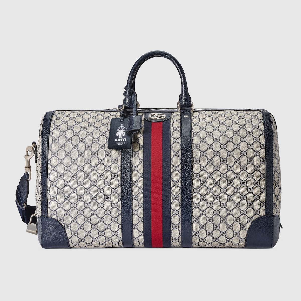 Gucci Savoy large duffle bag in beige and blue GG Supreme