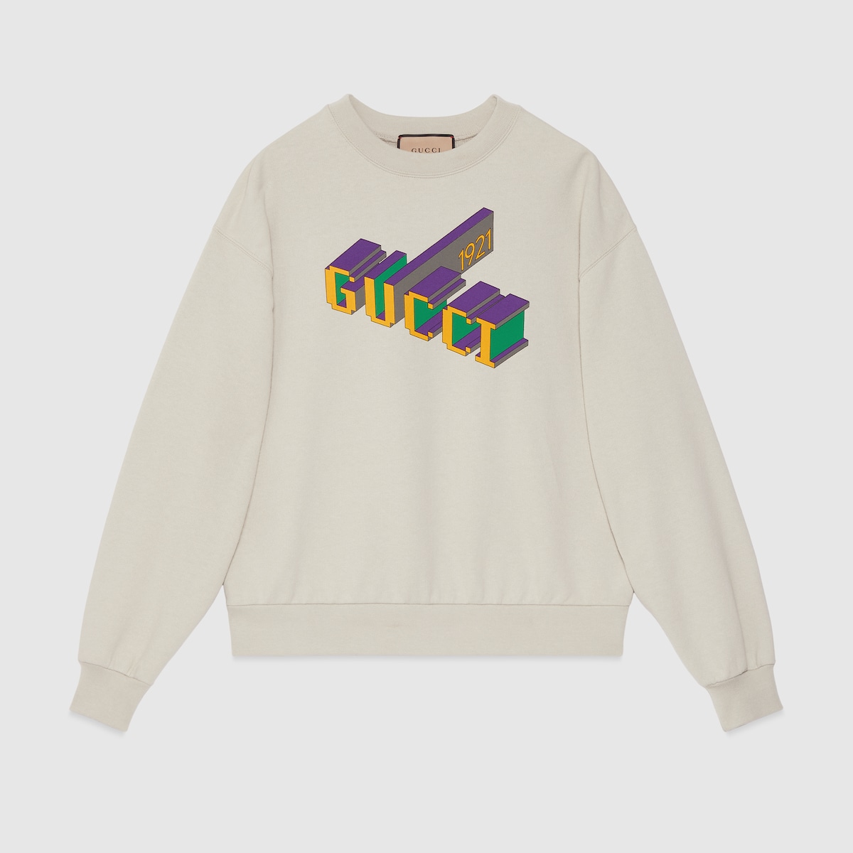 Cotton jersey sweatshirt with print in ivory | GUCCI® US