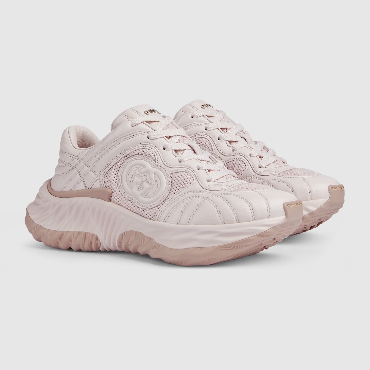 Tenis Gucci Ripple para mujer inpiel rosa pálido | GUCCI® MX