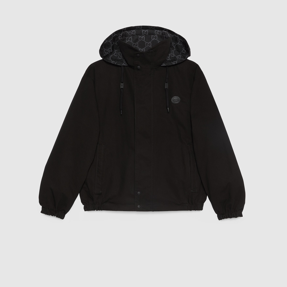 Reversible GG ripstop nylon jacket in black and grey GUCCI US