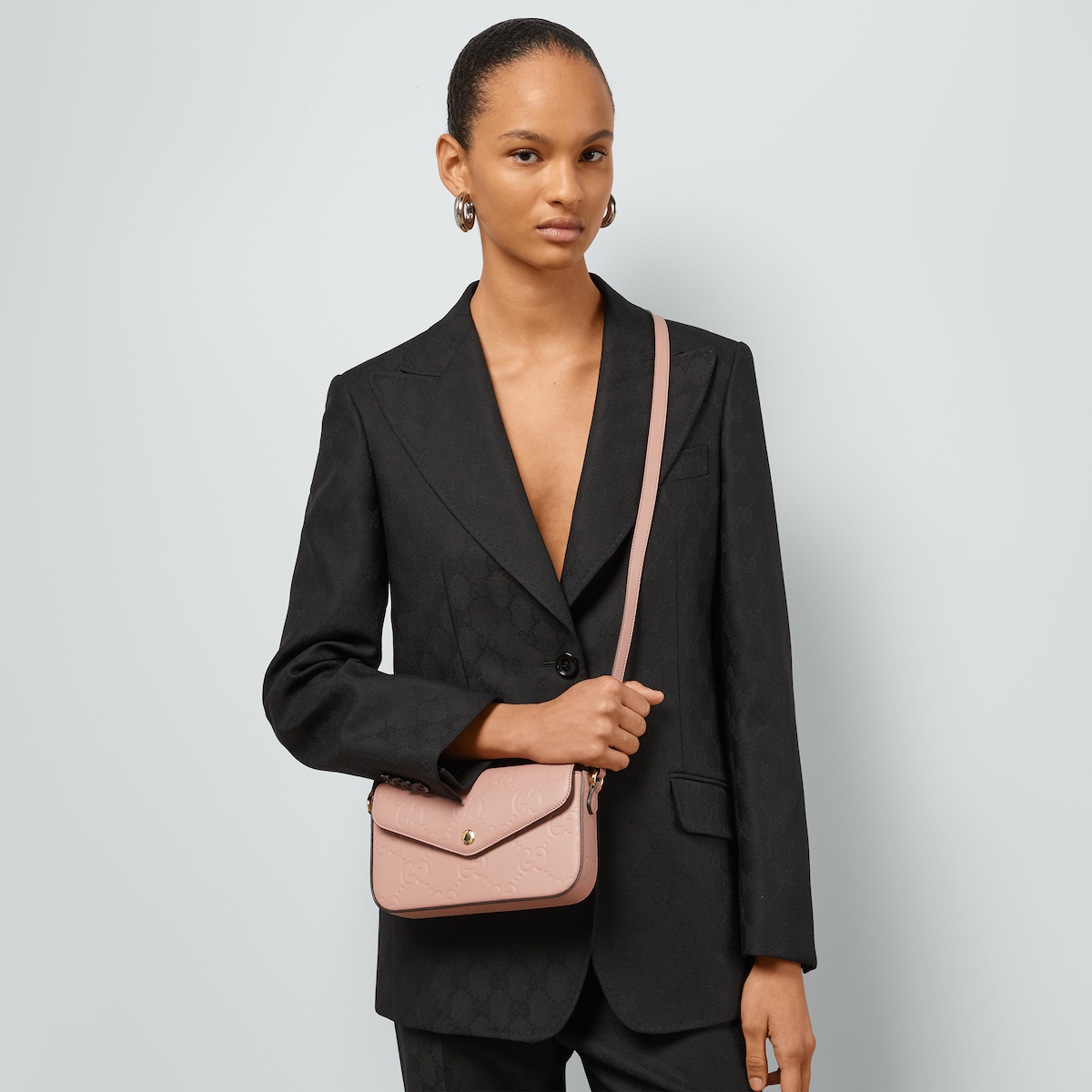 GG super mini shoulder bag in rose beige leather | GUCCI® US