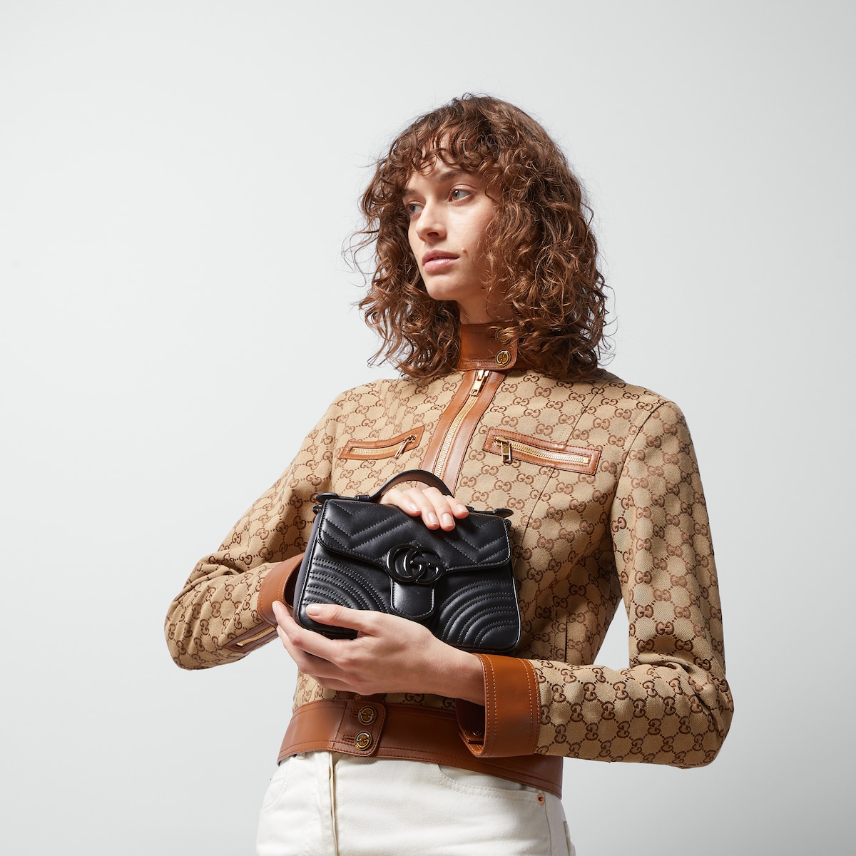 グッチ 795199 レザー GGマーモント スモール トップハンドル バッグ