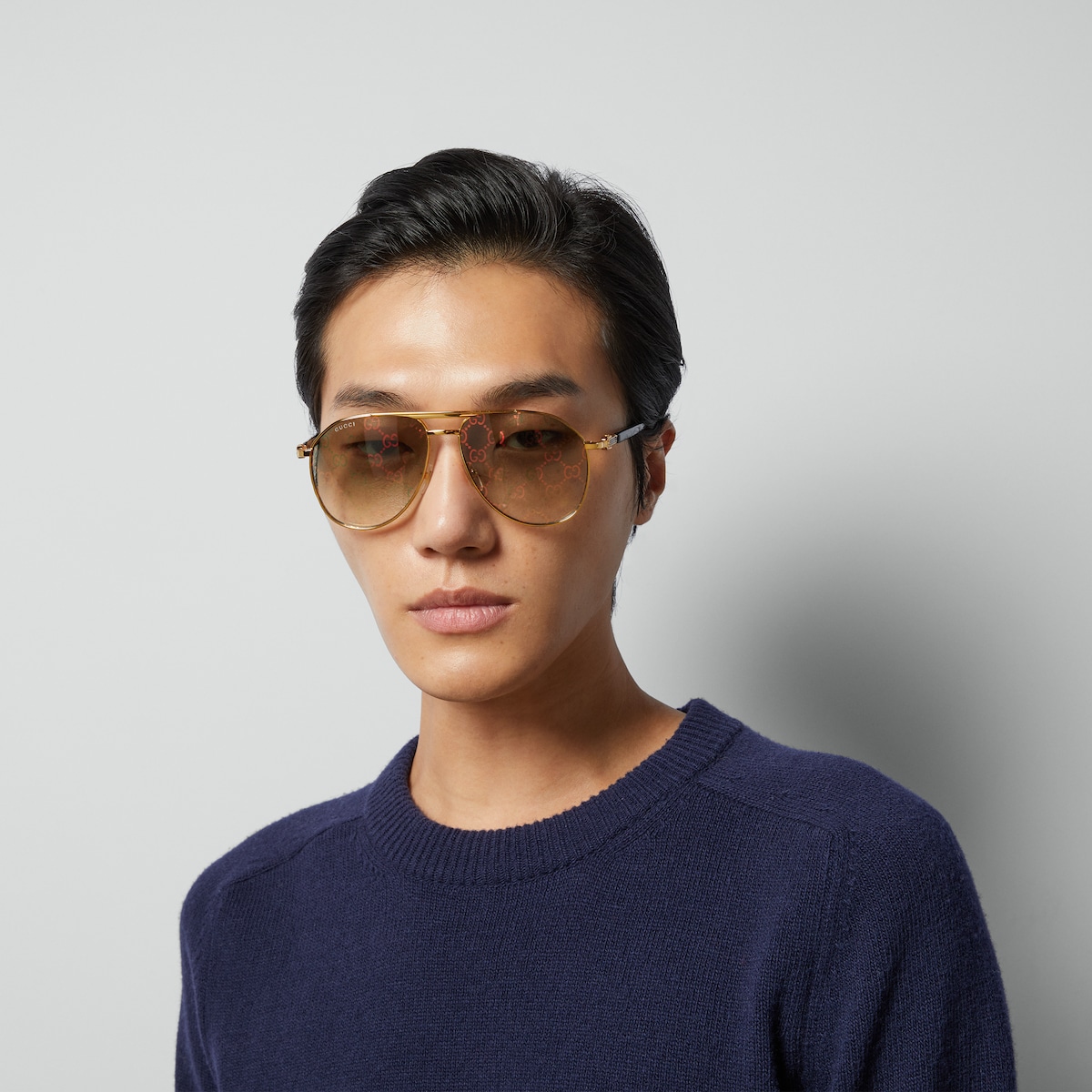 Gafas de sol con montura aviador en metal dorado GUCCI ES