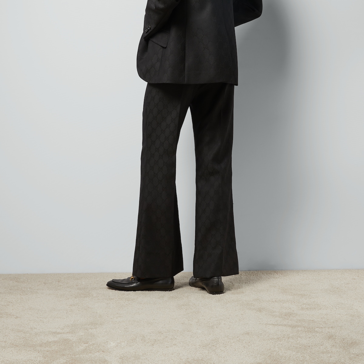 GG wool jacquard trouser in black | GUCCI® UK