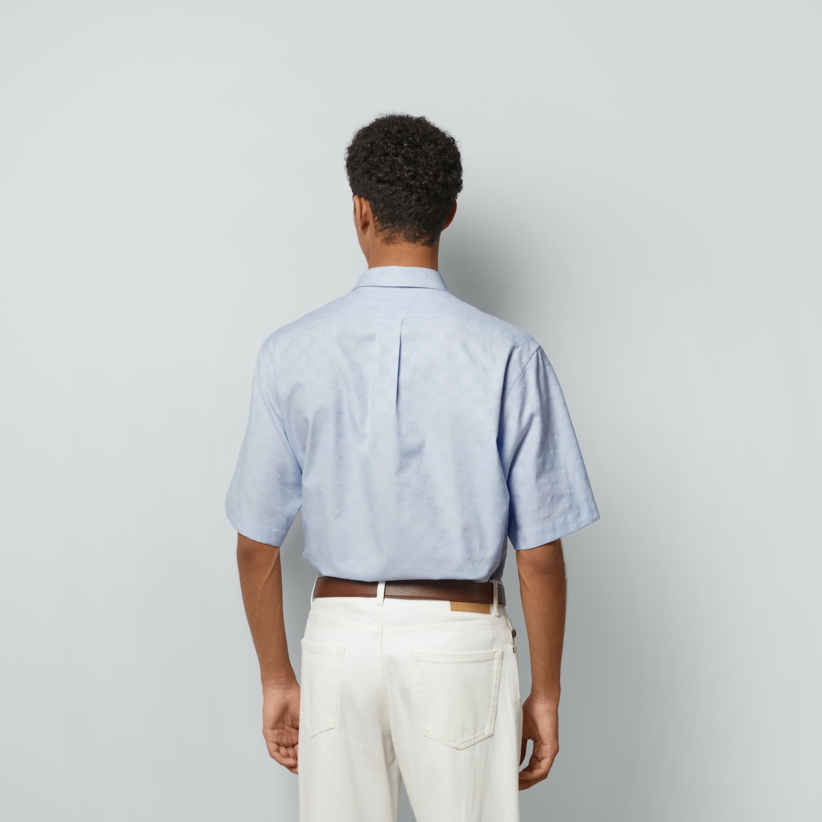 GG Supreme Oxford cotton shirt in light blue | GUCCI® US