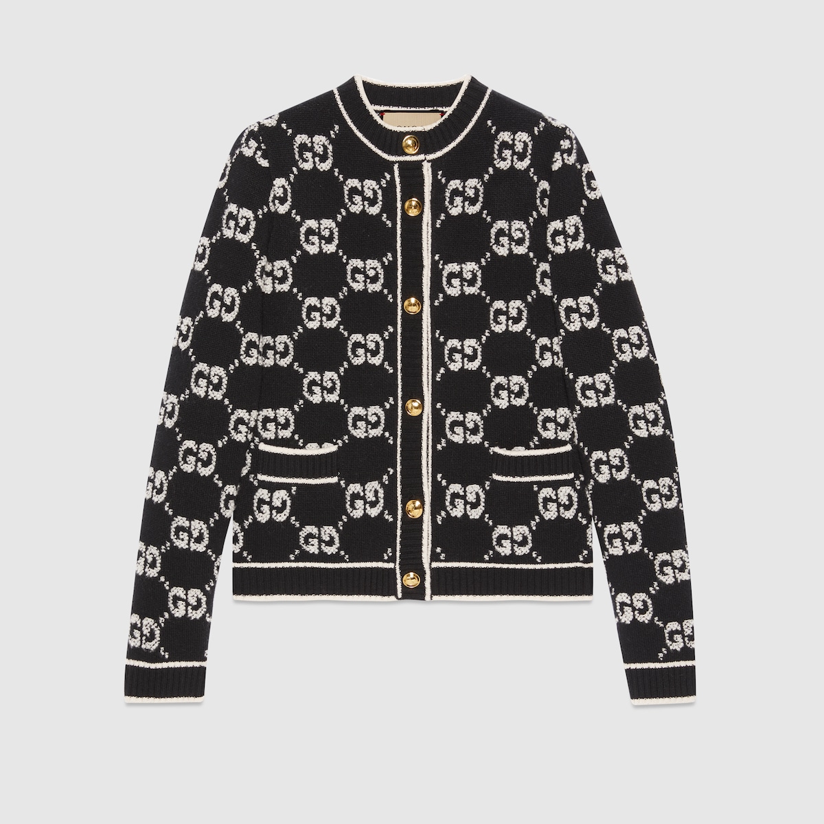 花 GUCCI ネイビー GGパターン カーディガン　12 GUCCI GGパターン カーディガン ネイビー